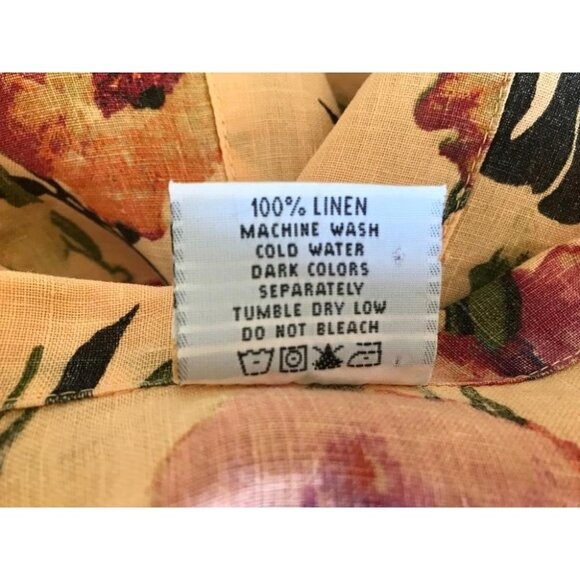 CLICK by COLOR ME COTTON 100% Linen Button Up Top Size Small Peach Floral - Picture 7 of 7